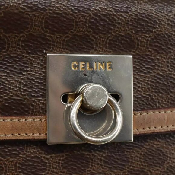 CELINE Macadam Canvas Hand Bag PVC Leather 2way Brown Auth - Picture 6 of 16